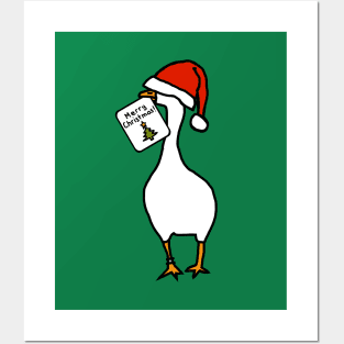 White Goose in Hat Steals Christmas Card Posters and Art